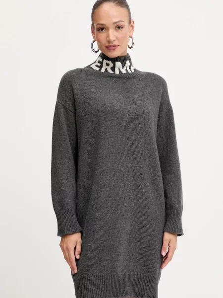 Ermanno Scervino rochie din lână mini oversize gri