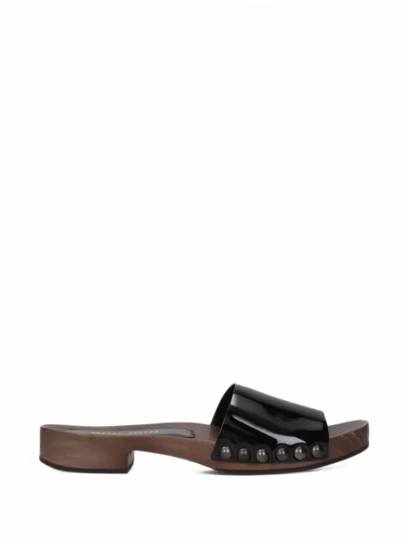 Sandale Miu Miu din piele cu tepi negru