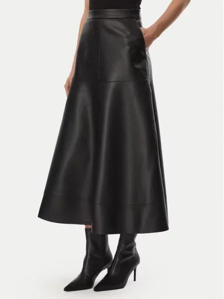 Sukně z imitace kůže KARL LAGERFELD černé