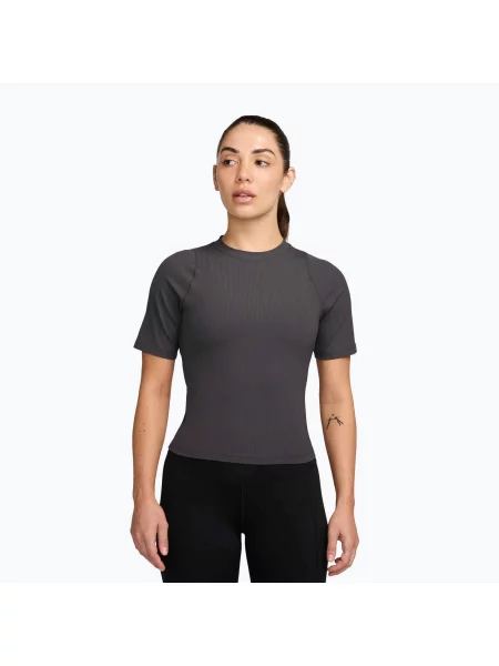 Tricou pentru femei Nike Zenvy Rib Dri-Fit Thunder Grey/White alb