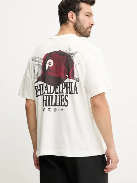 47 brand póló MLB Philadelphia Phillies nyomott mintás bézs