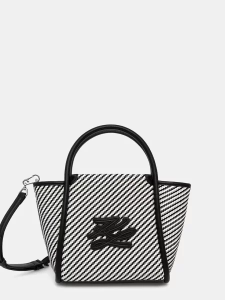 Karl Lagerfeld geantă crossbody pentru femei împletită K/AUTOGRAPH alb