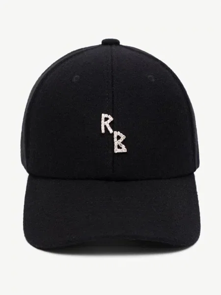 RUSLAN BAGINSKIY női gyapjú siltes sapka Crystal-embroidered Baseball Cap fekete