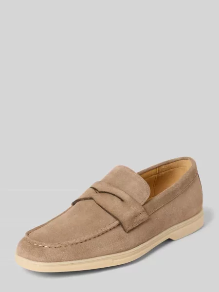 Loafersy z naturalnej skóry w imitacji zamszu Carl Gross beżowe