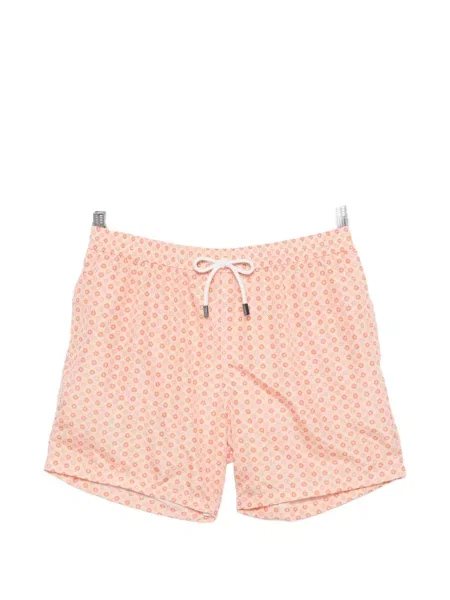 Slip de baie Barba cu model floral cu imagine cu cordon portocaliu