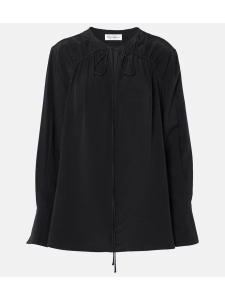 Bluză Victoria Beckham de mătase negru