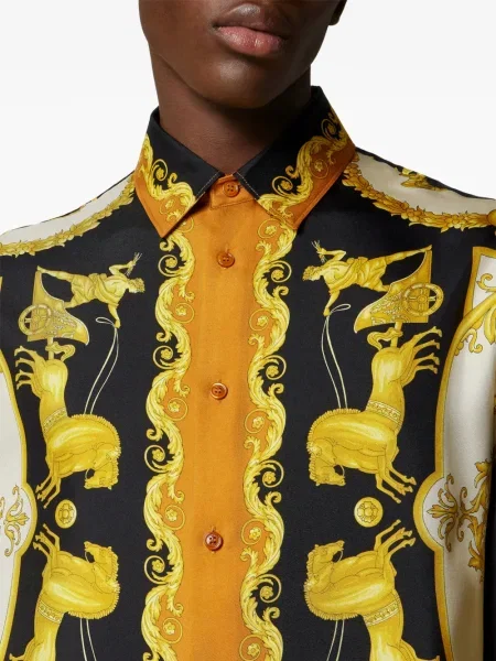 Cămașă Versace de mătase negru