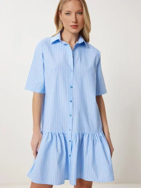 Happiness İstanbul Rochie tip bluză albastru regal alb