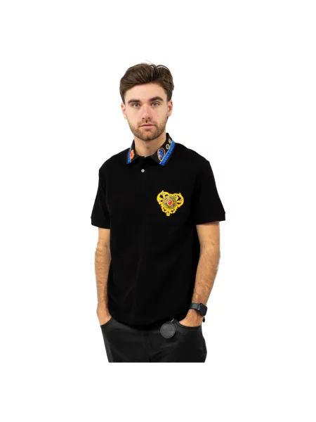 Krótka koszulka polo Versace Jeans Couture czarna