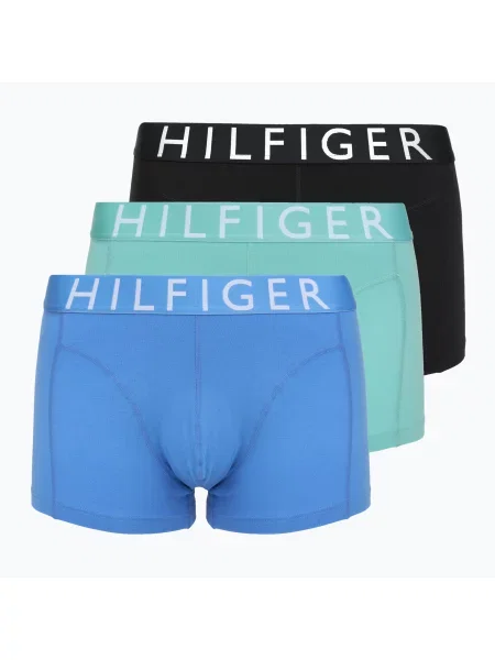 Boxeralsó Tommy Hilfiger Trumk 3 pairs arctic aqua/black/cobalt blue. Méret: S fehér
