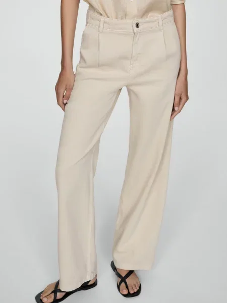 MANGO Прямі джинси бежевий