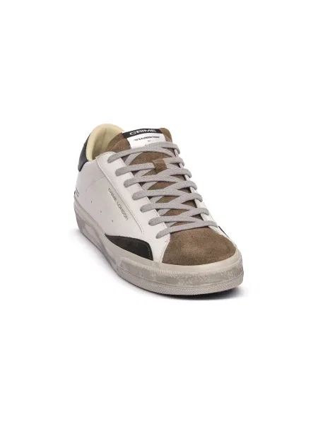Crime London DISTRESSED sneakers pentru bărbați din piele alb