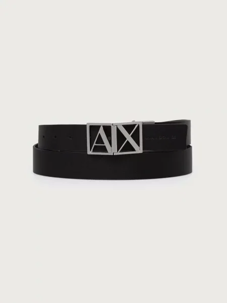 Armani Exchange curea reversibilă pentru bărbați din piele negru