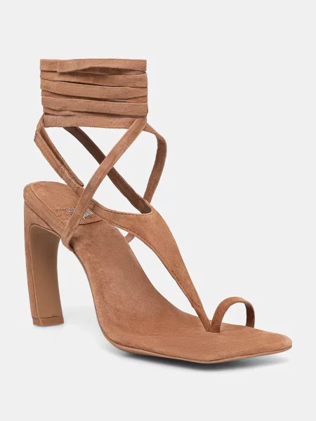 Jeffrey Campbell sandale din piele întoarsă Bon-Bon maro