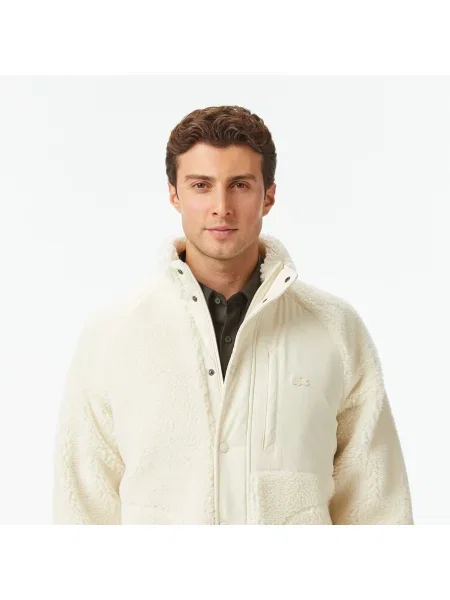 Lacoste Kurtka Z Wysokim Kołnierzem W Stylu Color Block biała