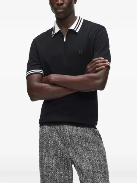 Πλεκτό polo Karl Lagerfeld μαύρο
