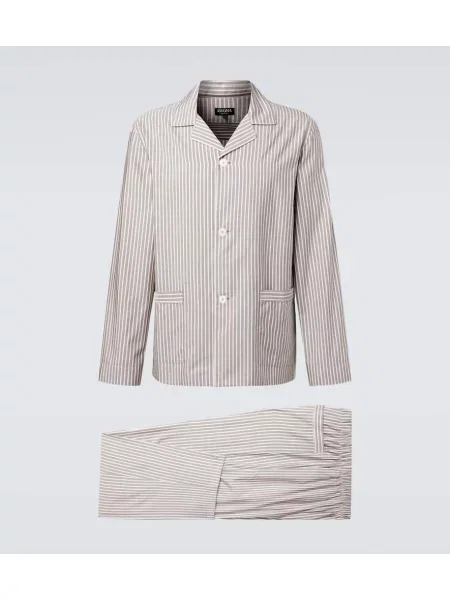 Pijamale Zegna de mătase cu dungi maro