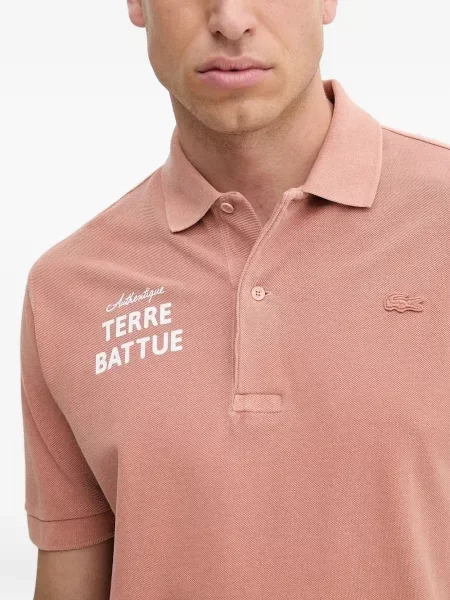 Polo Lacoste cu broderie portocaliu