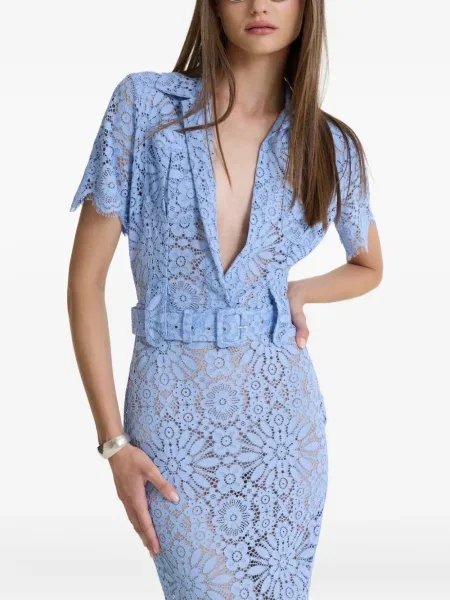 Rochie midi Moos Studio din dantelă până la genunchi de costum albastru