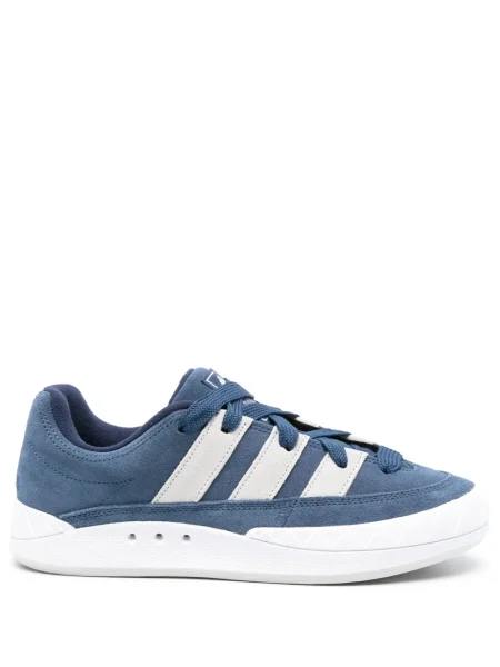 Hanorac cu glugă Adidas cu broderie din piele de căprioară albastru