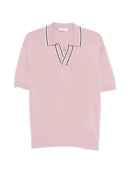 Tricou Paolo Pecora cu dungi cu decolteu în V roz