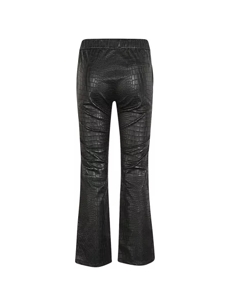 Pantaloni Enes din piele evazate negru