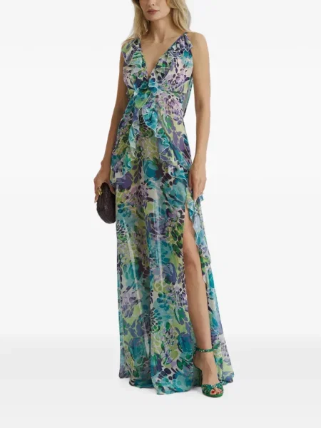 Rochie maxi Cuanna cu model floral cu imagine albastru