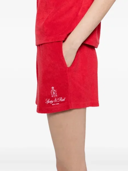 Pantaloni scurți Sporty & Rich din material terry roșu