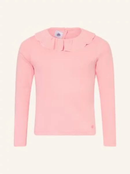 Petit Bateau Tričko S Dlouhým Rukávem A Volánky růžová