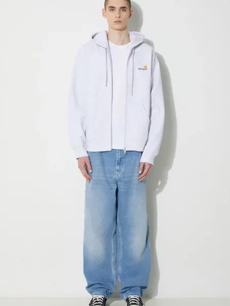 Μπλούζα Carhartt WIP Hooded American Script Jacket με κουκούλα γκρι