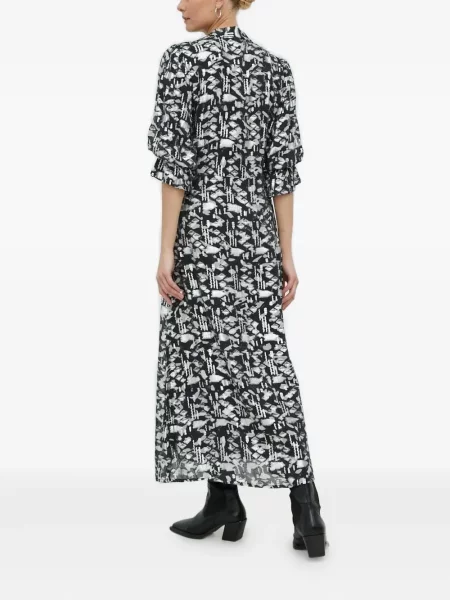 Rochie midi Bruuns Bazaar cu imagine cu imprimeu geometric până la genunchi negru