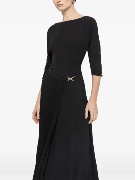 Rochie midi Nissa plisată până la genunchi de costum negru