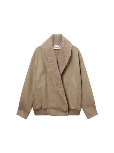 Kurtka Stella Mccartney typu teddy zamszowa beżowa