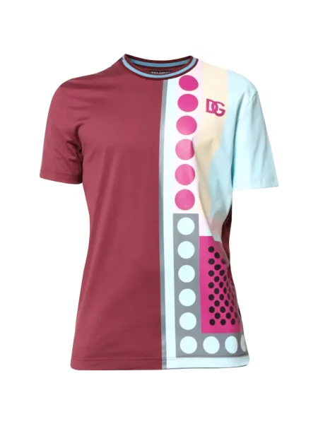 Tricou Dolce & Gabbana cu imagine cu imprimeu geometric roșu