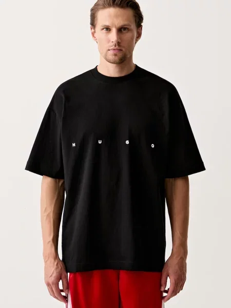 T-shirt oversized z nadrukiem na tyle model DARISO' Hugo czarna