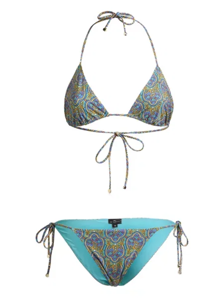 Bikini Etro cu imagine cu model paisley albastru