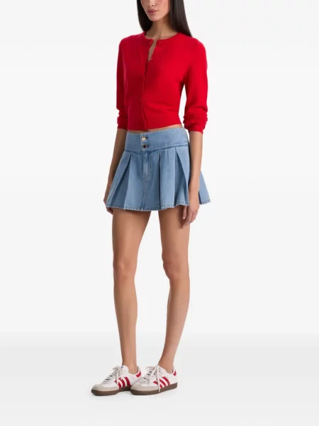 Mini fustă din denim Alice + Olivia plisată albastru