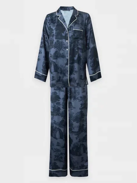 Lindex Pijama albastru noapte / safir alb