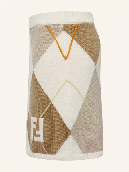 Fendi Pletená Sukně krémová / světle hnědá / světle fialová