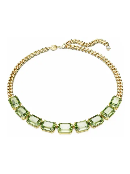 Lniany naszyjnik Swarovski zielony