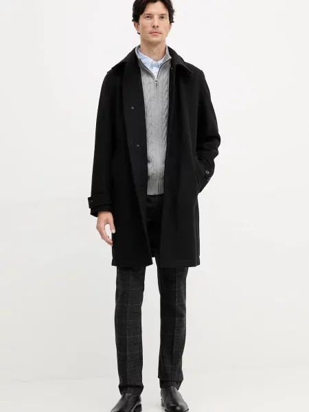 Шерстяное пальто Boss Orange черное