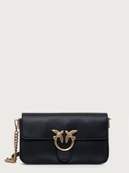 Pinko crossbody kabelka dámska kožená čierna