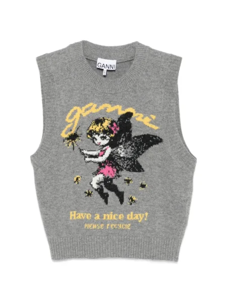 Grafic vestă Ganni gri