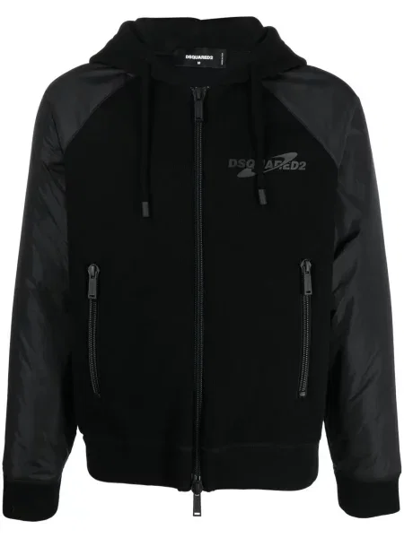Geacă Dsquared2 cu glugă cu imagine negru