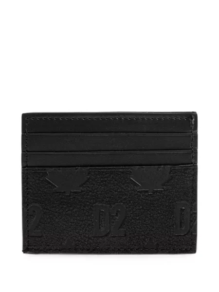 Portofel Dsquared2 din piele cu autograf negru