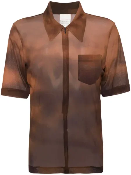 Bluză Stockholm Surfboard Club cu imagine cu imprimeu abstract maro