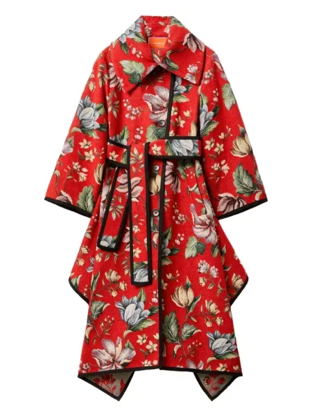 Palton La Doublej cu model floral roșu