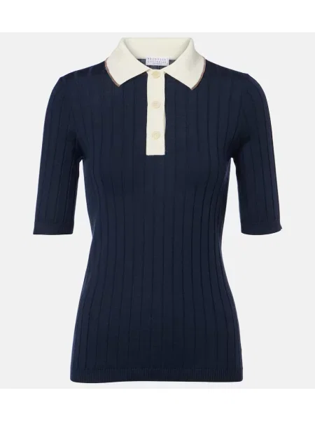 Pulover Brunello Cucinelli de lână albastru