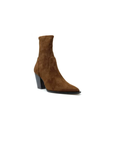 Lniane botki Stuart Weitzman brązowe