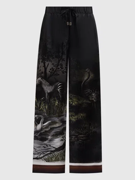 Шелковые брюки The Attico серые